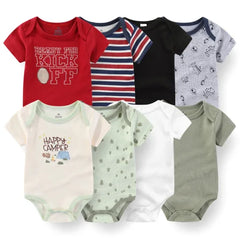 4PCS Cotton Newborn Bodysuits – Cartoon Short Sleeve Rompers for Baby Boys & Girls (0–12M) - Himpall