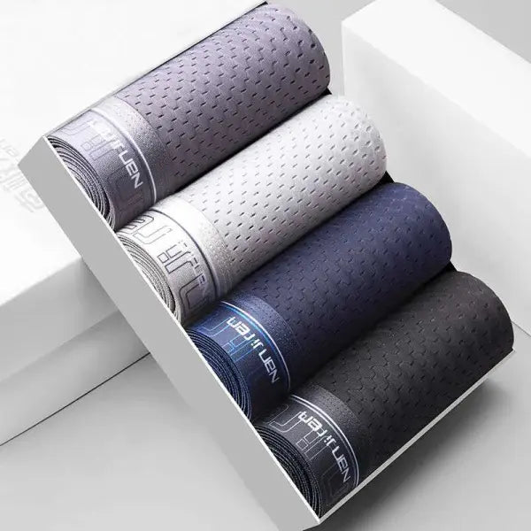 Ice Silk Mens Boxer Shorts Plus Size – Cool Breathable Underwear - C8808-1 / XXXL(70-80kg) / 4pcs
