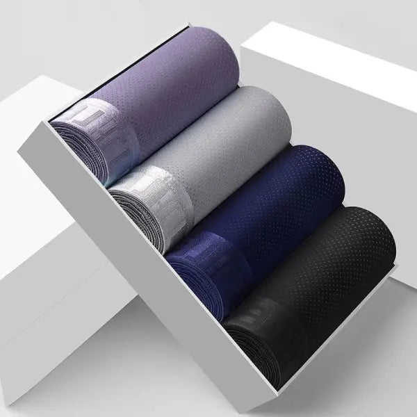 Ice Silk Mens Boxer Shorts Plus Size – Cool Breathable Underwear - 7707-2 / 6XL(95-105kg) / 4pcs