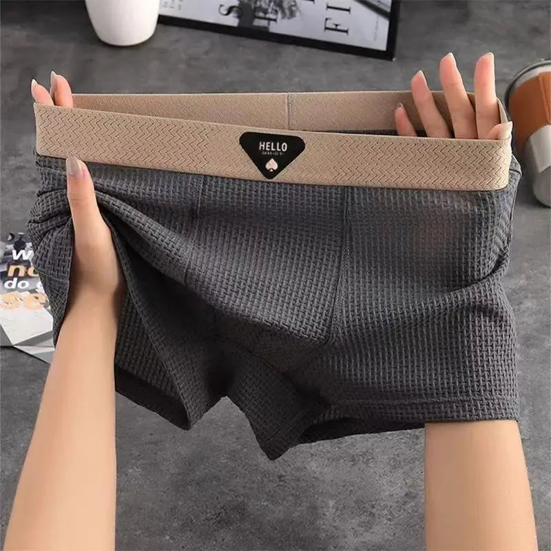 Plus Size Ice Silk Boxer Shorts Breathable Cool Comfort