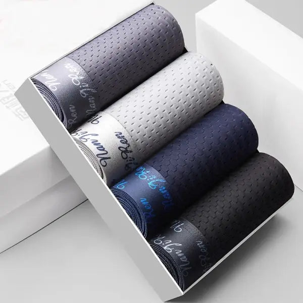 Ice Silk Mens Boxer Shorts Plus Size – Cool Breathable Underwear - A8809-1 / XL(50-60kg) / 4pcs