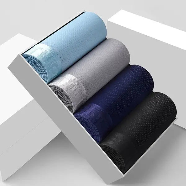 Ice Silk Mens Boxer Shorts Plus Size – Cool Breathable Underwear - 7707-4 / 4XL(80-90kg) / 4pcs