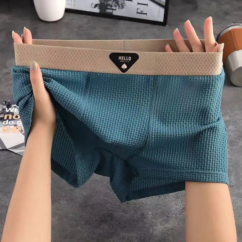 Plus Size Ice Silk Boxer Shorts Breathable Cool Comfort