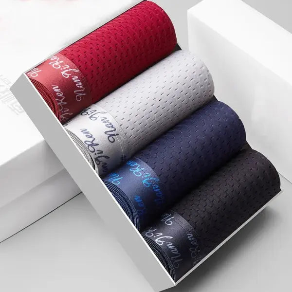 Ice Silk Mens Boxer Shorts Plus Size – Cool Breathable Underwear - B8809-2 / 6XL(95-105kg) / 4pcs