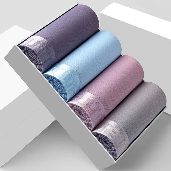 Ice Silk Mens Boxer Shorts Plus Size – Cool Breathable Underwear - 7707-1 / 5XL(90-100kg) / 4pcs
