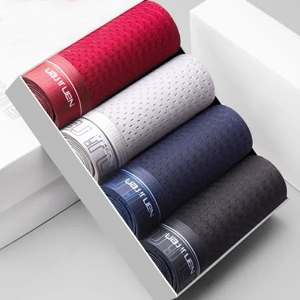 Ice Silk Mens Boxer Shorts Plus Size – Cool Breathable Underwear - D8808-2 / 4XL(80-90kg) / 4pcs