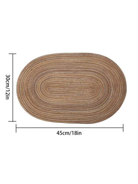 4PCS Oval Cotton Braided Table Place Mats - Non-Slip Washable Dining Coasters for Kitchen