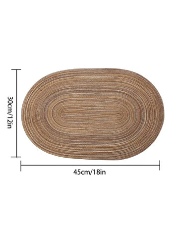 4PCS Oval Cotton Braided Table Place Mats - Non-Slip Washable Dining Coasters for Kitchen