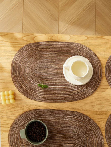 4PCS Oval Cotton Braided Table Place Mats - Non-Slip Washable Dining Coasters for Kitchen