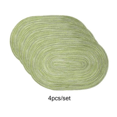 4PCS Oval Cotton Braided Table Place Mats - Non-Slip Washable Dining Coasters for Kitchen - green / 45x30cm / Oval