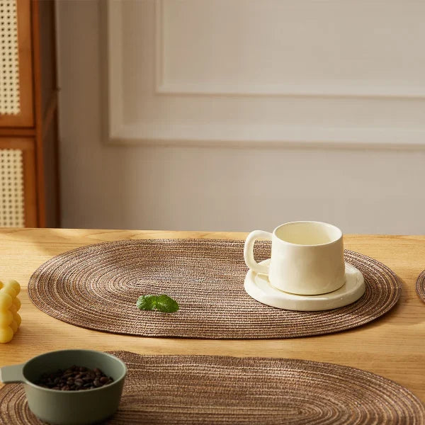 4PCS Oval Cotton Braided Table Place Mats - Non-Slip Washable Dining Coasters for Kitchen