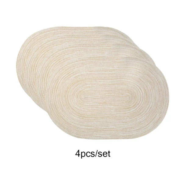4PCS Oval Cotton Braided Table Place Mats - Non-Slip Washable Dining Coasters for Kitchen - beige / 45x30cm / Oval