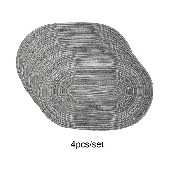 4PCS Oval Cotton Braided Table Place Mats - Non-Slip Washable Dining Coasters for Kitchen - grey / 45x30cm / Oval