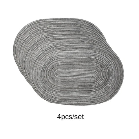 4PCS Oval Cotton Braided Table Place Mats - Non-Slip Washable Dining Coasters for Kitchen - grey / 45x30cm / Oval