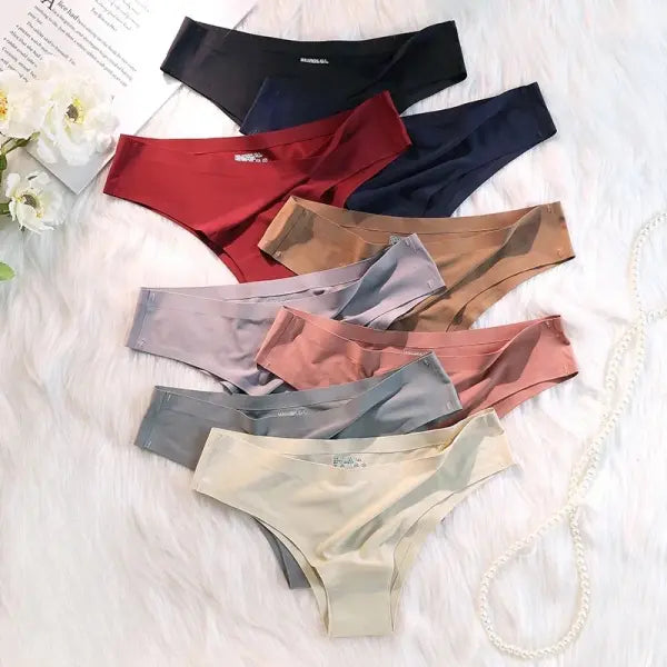 4PCS Seamless Brazilian Type Panties Ice Silk Low Waist Sexy Briefs