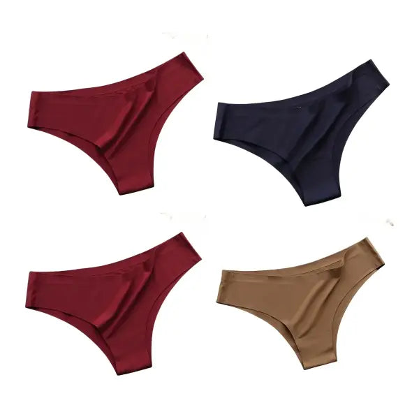 4PCS Seamless Brazilian Type Panties Ice Silk Low Waist Sexy Briefs - RRLK / XL / 4PCS