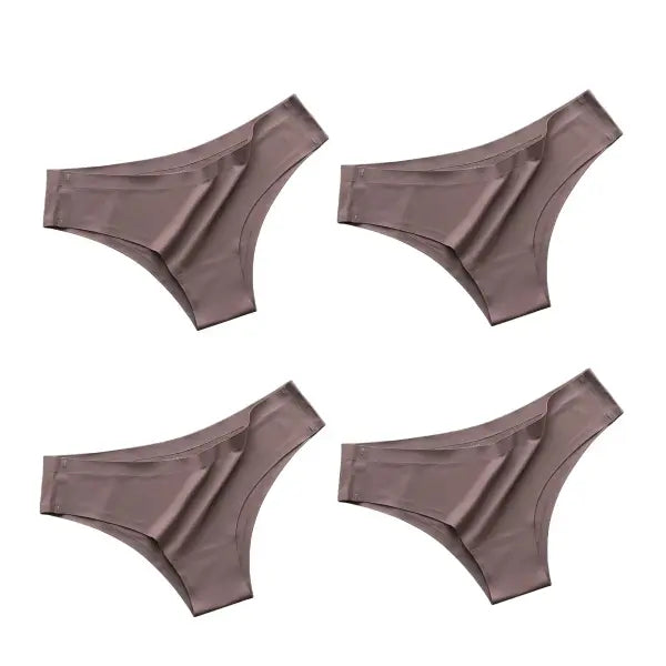 4PCS Seamless Brazilian Type Panties Ice Silk Low Waist Sexy Briefs - ZZZZ / XL / 4PCS