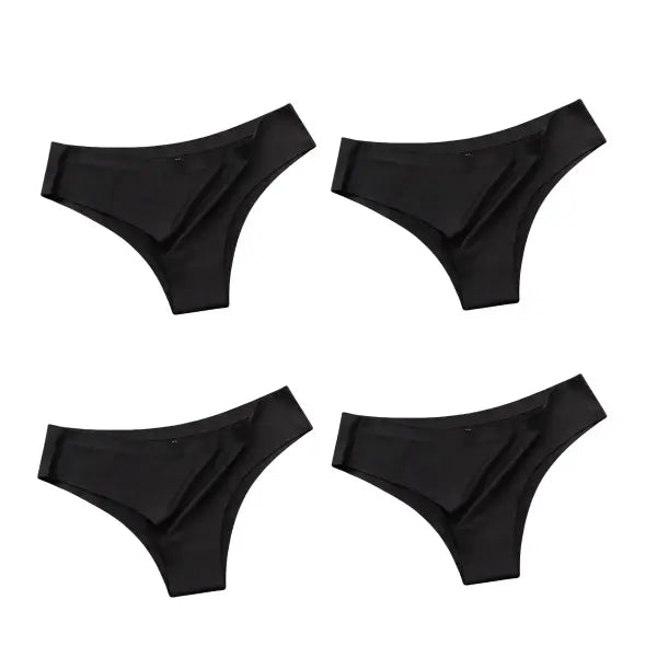 4PCS Seamless Brazilian Type Panties Ice Silk Low Waist Sexy Briefs - BBBB / XL / 4PCS