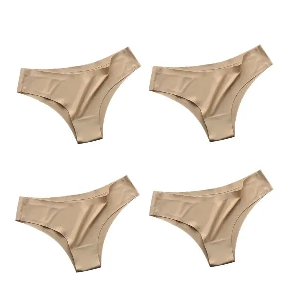 4PCS Seamless Brazilian Type Panties Ice Silk Low Waist Sexy Briefs - FFFF / XL / 4PCS
