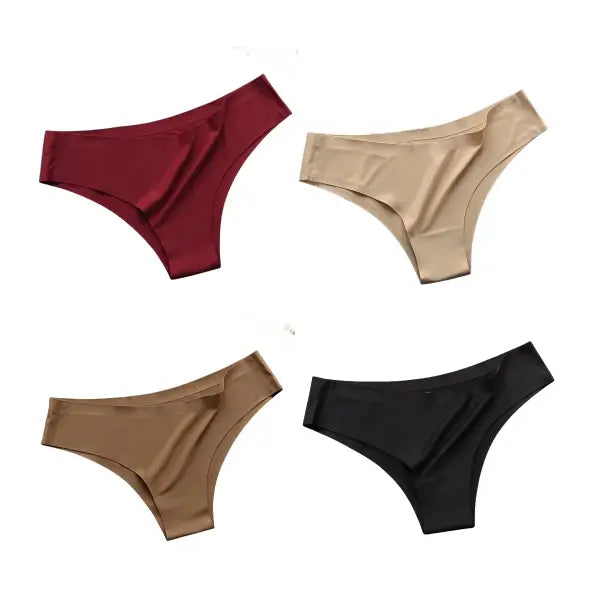 4PCS Seamless Brazilian Type Panties Ice Silk Low Waist Sexy Briefs - RFKB / XL / 4PCS
