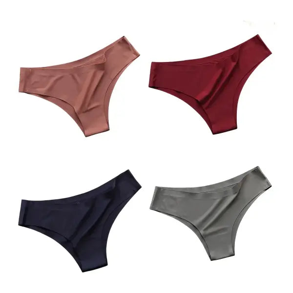 4PCS Seamless Brazilian Type Panties Ice Silk Low Waist Sexy Briefs - PRLH / XL / 4PCS