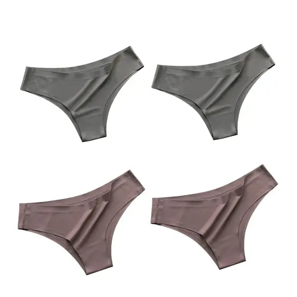 4PCS Seamless Brazilian Type Panties Ice Silk Low Waist Sexy Briefs - HHZZ / XL / 4PCS