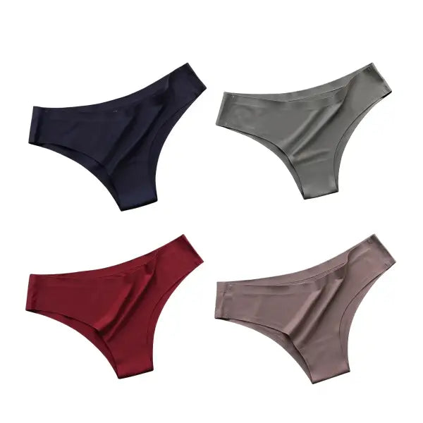 4PCS Seamless Brazilian Type Panties Ice Silk Low Waist Sexy Briefs - LHRZ / XL / 4PCS