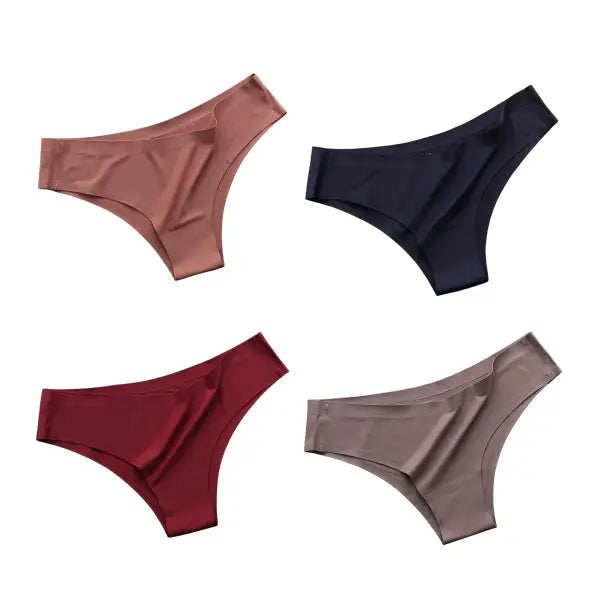4PCS Seamless Brazilian Type Panties Ice Silk Low Waist Sexy Briefs - PLRZ / L / 4PCS
