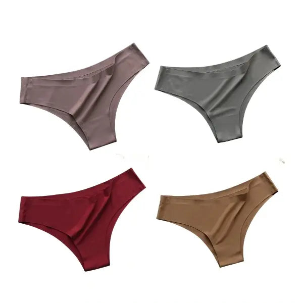 4PCS Seamless Brazilian Type Panties Ice Silk Low Waist Sexy Briefs - ZHRK / XL / 4PCS