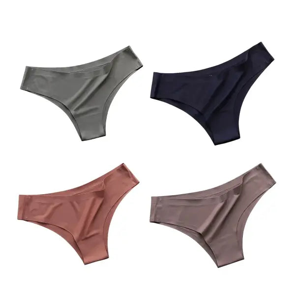4PCS Seamless Brazilian Type Panties Ice Silk Low Waist Sexy Briefs - HLPZ / XL / 4PCS