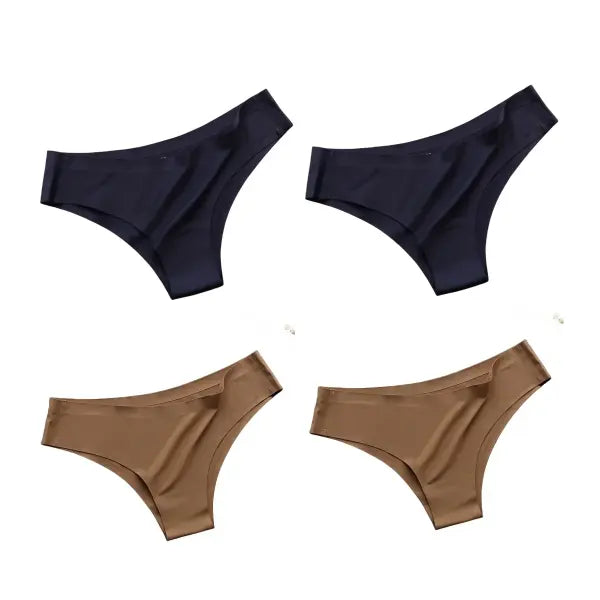 4PCS Seamless Brazilian Type Panties Ice Silk Low Waist Sexy Briefs - LLKK / M / 4PCS