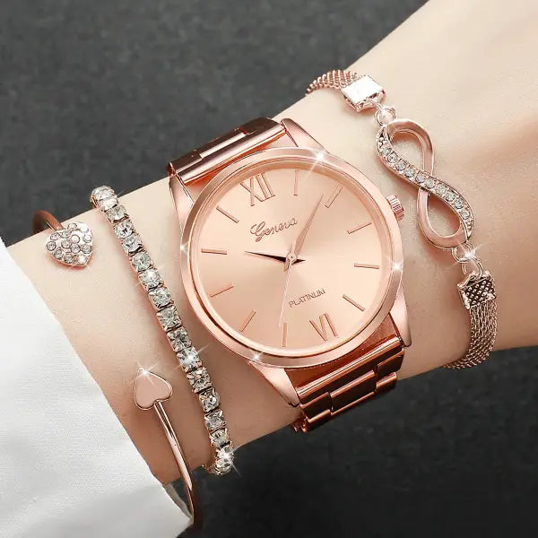 4 Piece Luxury Rhinestone Women Watches with Quartz Movement Origin
