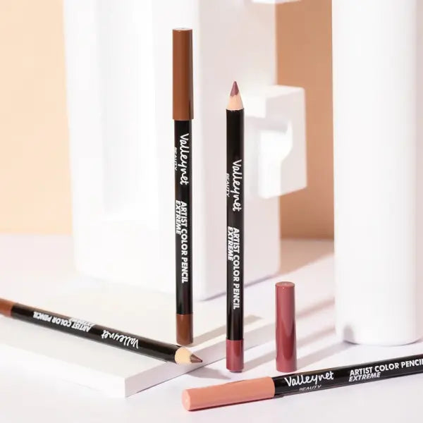 4pcs Set Lip Liner and Eyeliner Set Nude Brown Matte Waterproof Makeup - 4pcs set
