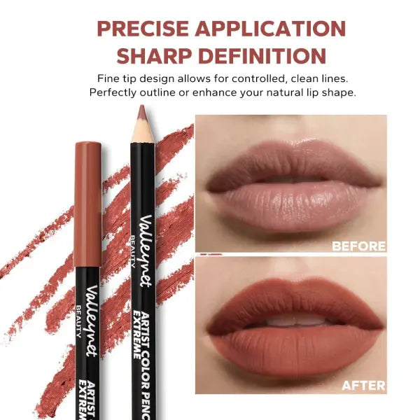 4pcs Set Lip Liner and Eyeliner Set Nude Brown Matte Waterproof Makeup - 4pcs set
