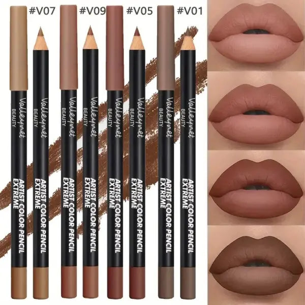 4pcs Set Lip Liner and Eyeliner Set Nude Brown Matte Waterproof Makeup - 4pcs set