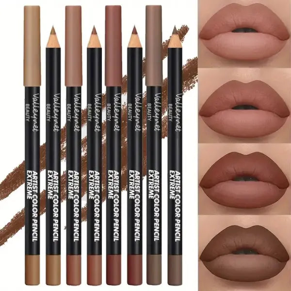 4pcs Set Lip Liner and Eyeliner Set Nude Brown Matte Waterproof Makeup - 4pcs set