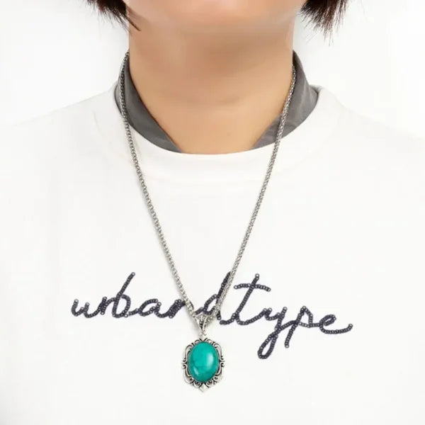 4pcs Vintage Faux Turquoise Jewelry Set Necklace Earrings Bracelet - Himpall