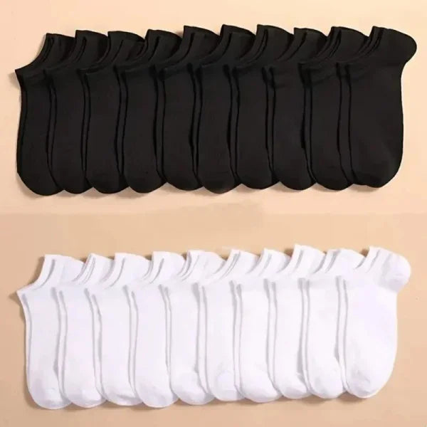 5/10/20/30 Pairs Unisex Plain Color Boat Socks – Thin, Breathable, Anti-Odor, Sweat-Absorbing Ankle Socks for Men & Women - Himpall