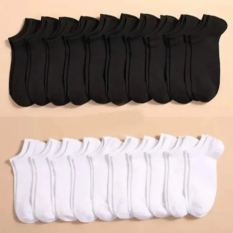5/10/20/30 Pairs Unisex Plain Color Boat Socks – Thin, Breathable, Anti-Odor, Sweat-Absorbing Ankle Socks for Men & Women - Himpall