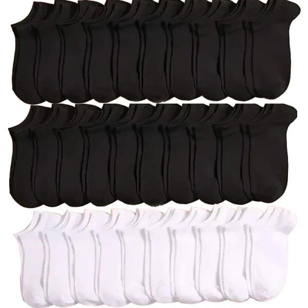 5/10/20/30 Pairs Unisex Plain Color Boat Socks – Thin, Breathable, Anti-Odor, Sweat-Absorbing Ankle Socks for Men & Women - Himpall