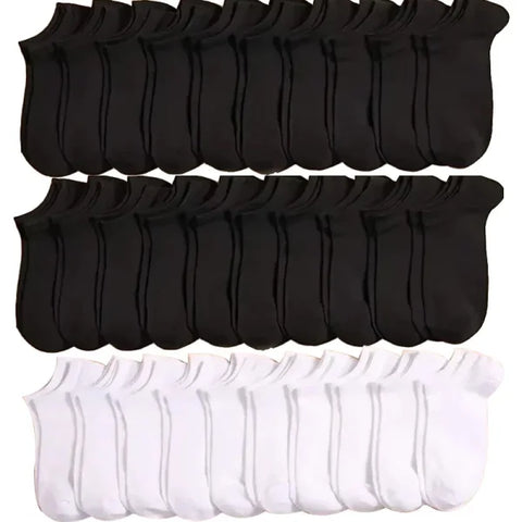 5/10/20/30 Pairs Unisex Plain Color Boat Socks – Thin, Breathable, Anti-Odor, Sweat-Absorbing Ankle Socks for Men & Women - Himpall