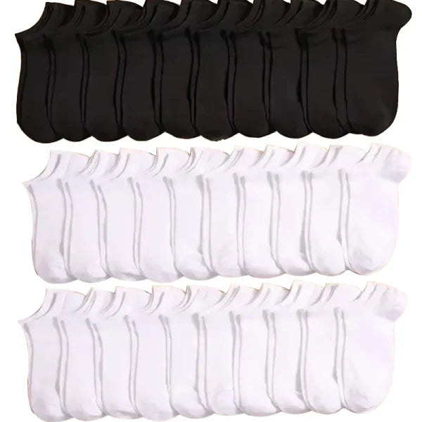 5/10/20/30 Pairs Unisex Plain Color Boat Socks – Thin, Breathable, Anti-Odor, Sweat-Absorbing Ankle Socks for Men & Women - Himpall
