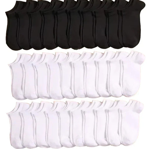 5/10/20/30 Pairs Unisex Plain Color Boat Socks – Thin, Breathable, Anti-Odor, Sweat-Absorbing Ankle Socks for Men & Women - Himpall