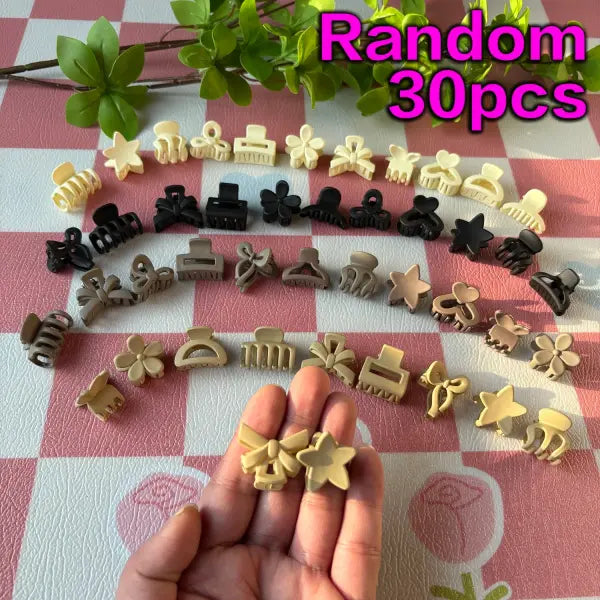 Beige Mixed Pack Hair Claws Plastic Small – Cute Girl Daily Accessories - Small hairpin 30pcs / China Mainland