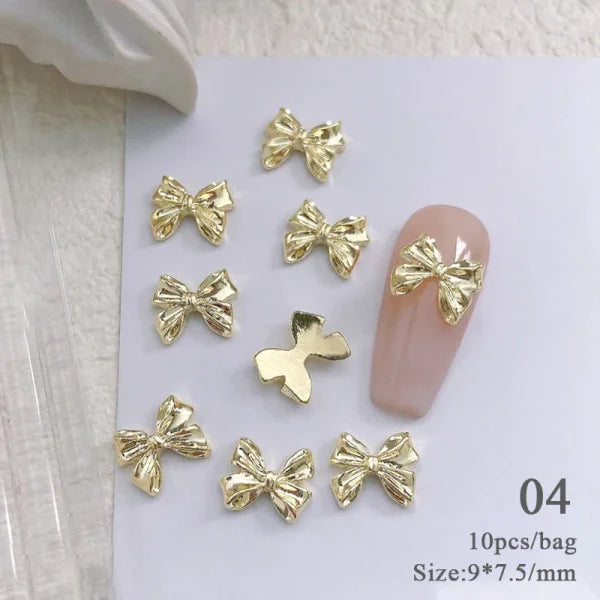 5/10Pcs Metal Heart & Butterfly Rhinestones – 3D Nail Art Charms - 56798-4