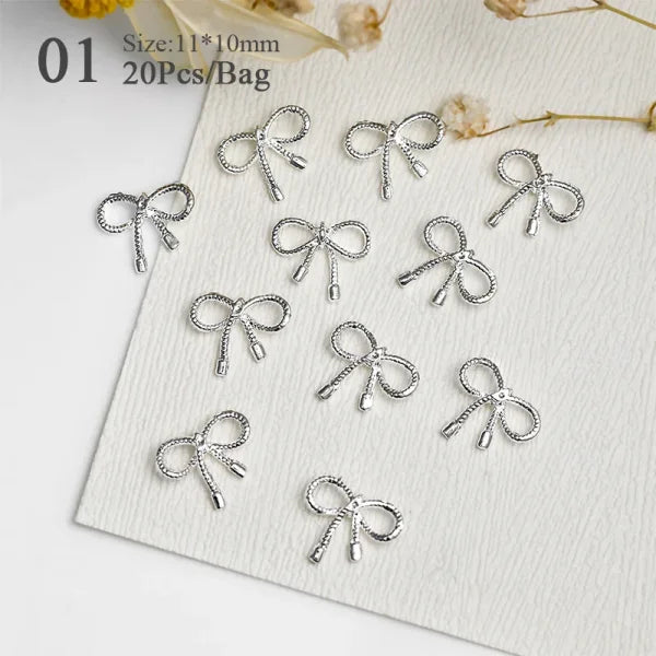 5/10Pcs Metal Heart & Butterfly Rhinestones – 3D Nail Art Charms - 57231-1