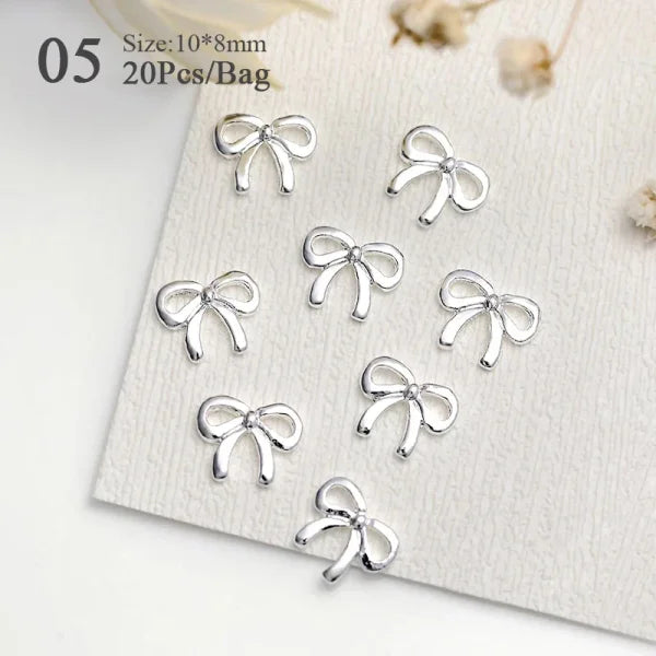 5/10Pcs Metal Heart & Butterfly Rhinestones – 3D Nail Art Charms - 57231-5