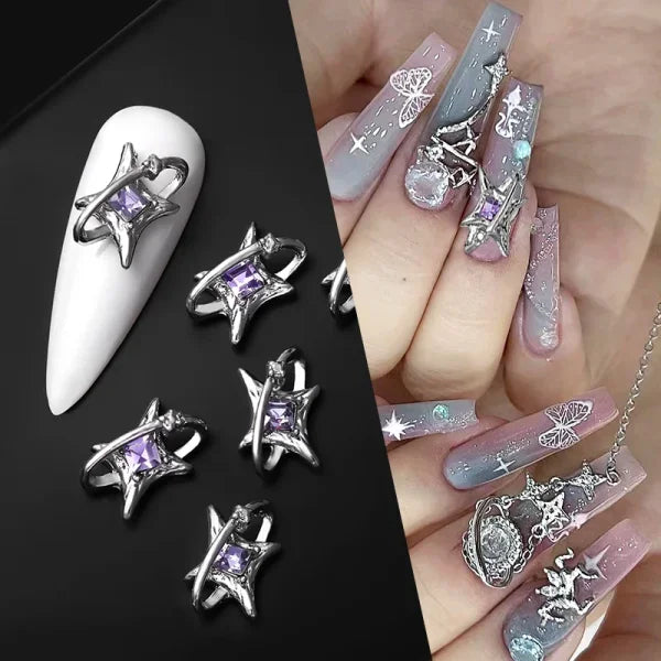 5/10Pcs Metal Heart & Butterfly Rhinestones – 3D Nail Art Charms