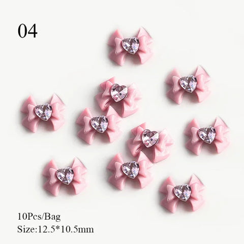 5/10Pcs Metal Heart & Butterfly Rhinestones – 3D Nail Art Charms - 56574-4