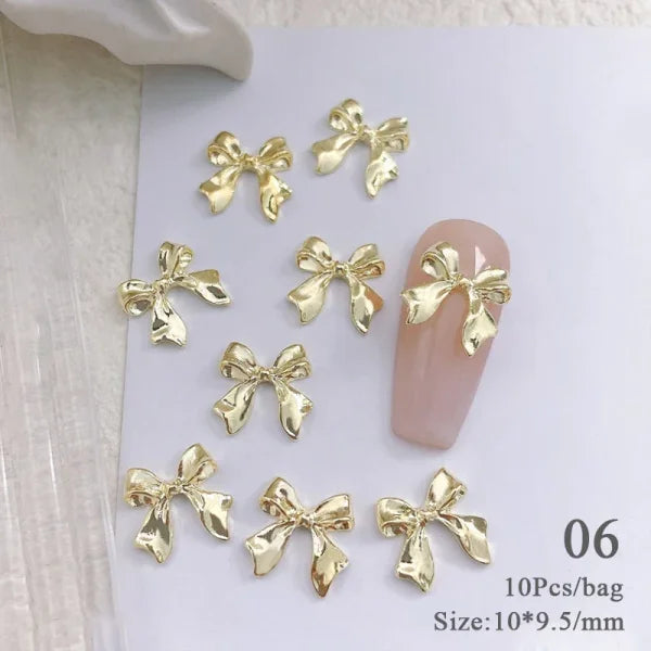 5/10Pcs Metal Heart & Butterfly Rhinestones – 3D Nail Art Charms - 56798-6